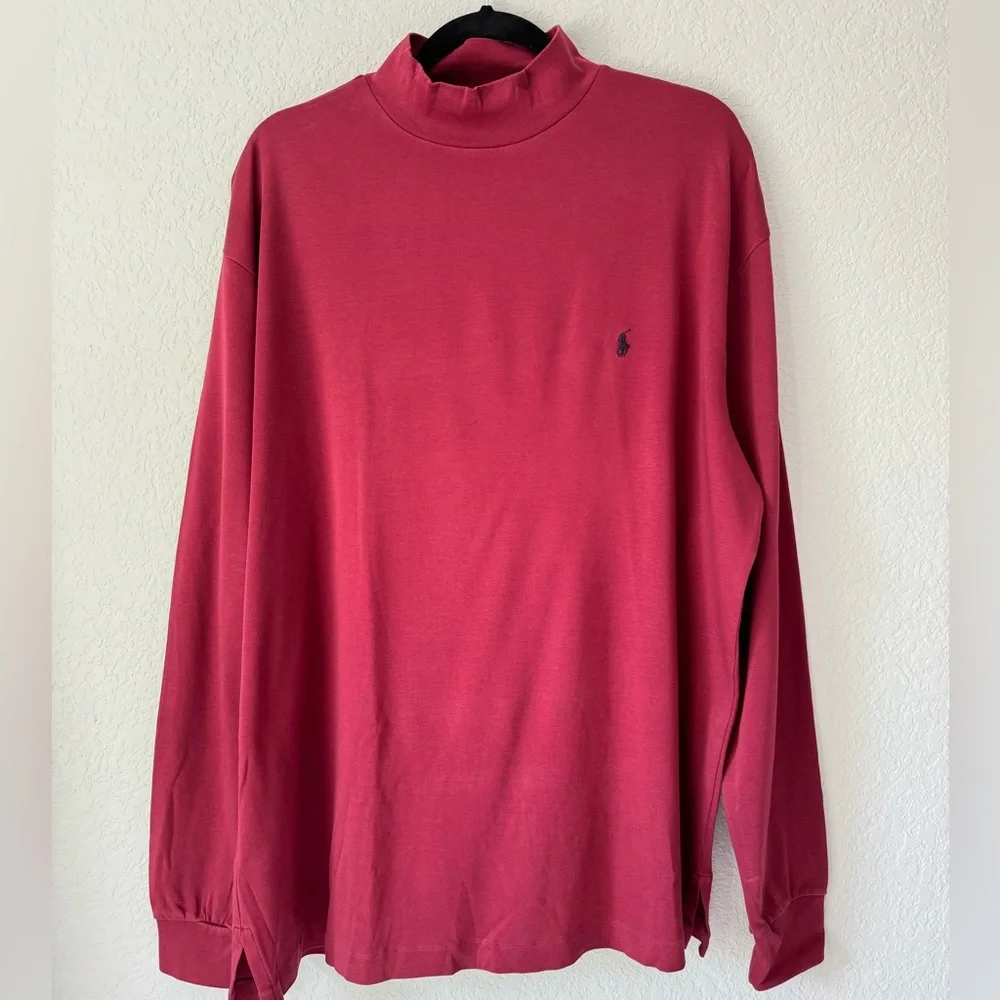 Polo Golf Ralph Lauren Men’s Large Dark Red  Pima Cotton‎ Mock Neck Outdoor
